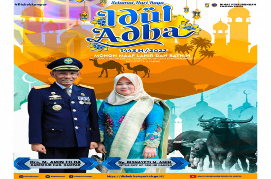 Dinas Perhubungan Kab. Kampar Mengucapkan Selamat Hari Raya Idul Adha 1443 H / 2022 M