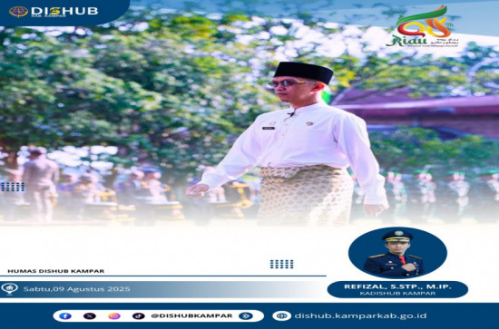 KADISHUB Kab. Kampar menjadi Komandan Upacara Peringatan Hari Jadi ke-68 Provinsi Riau